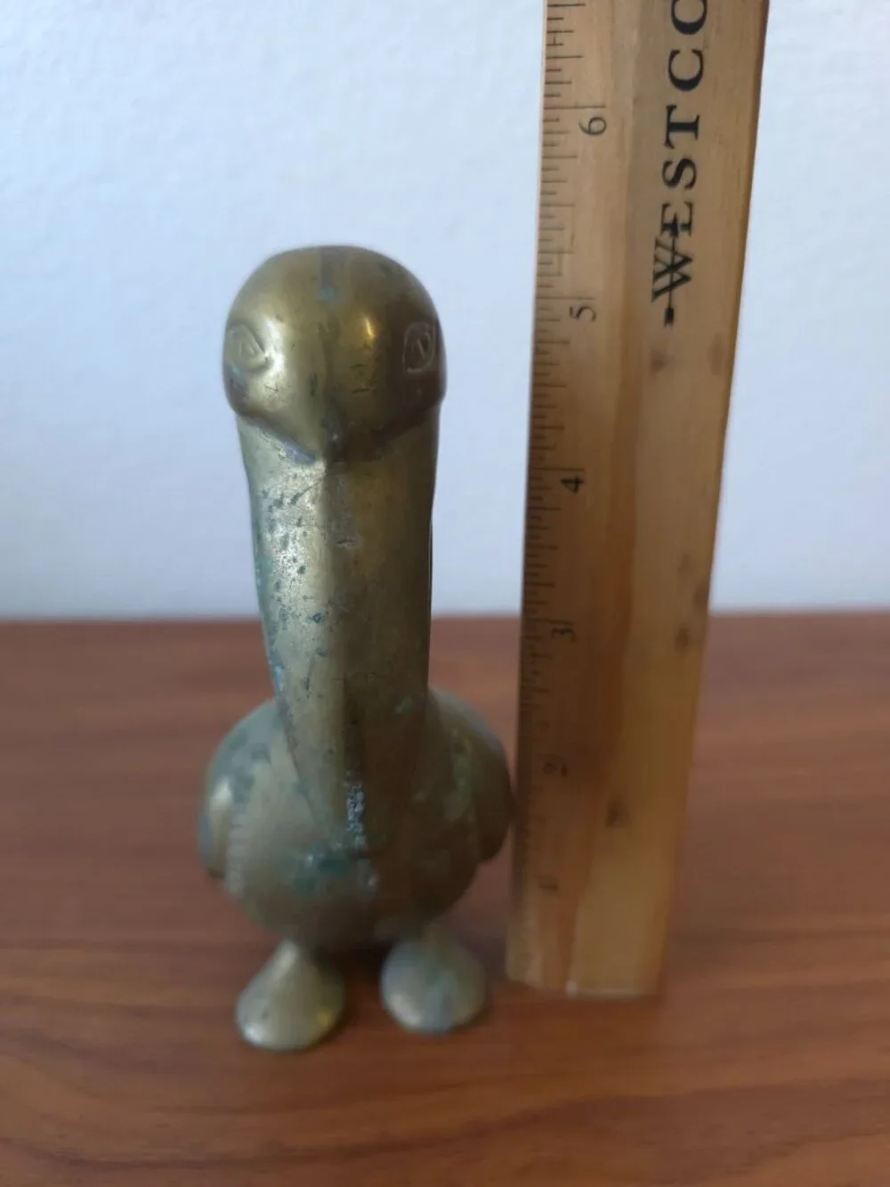 Vintage MCM Solid Brass Pelican Figurine 5.25